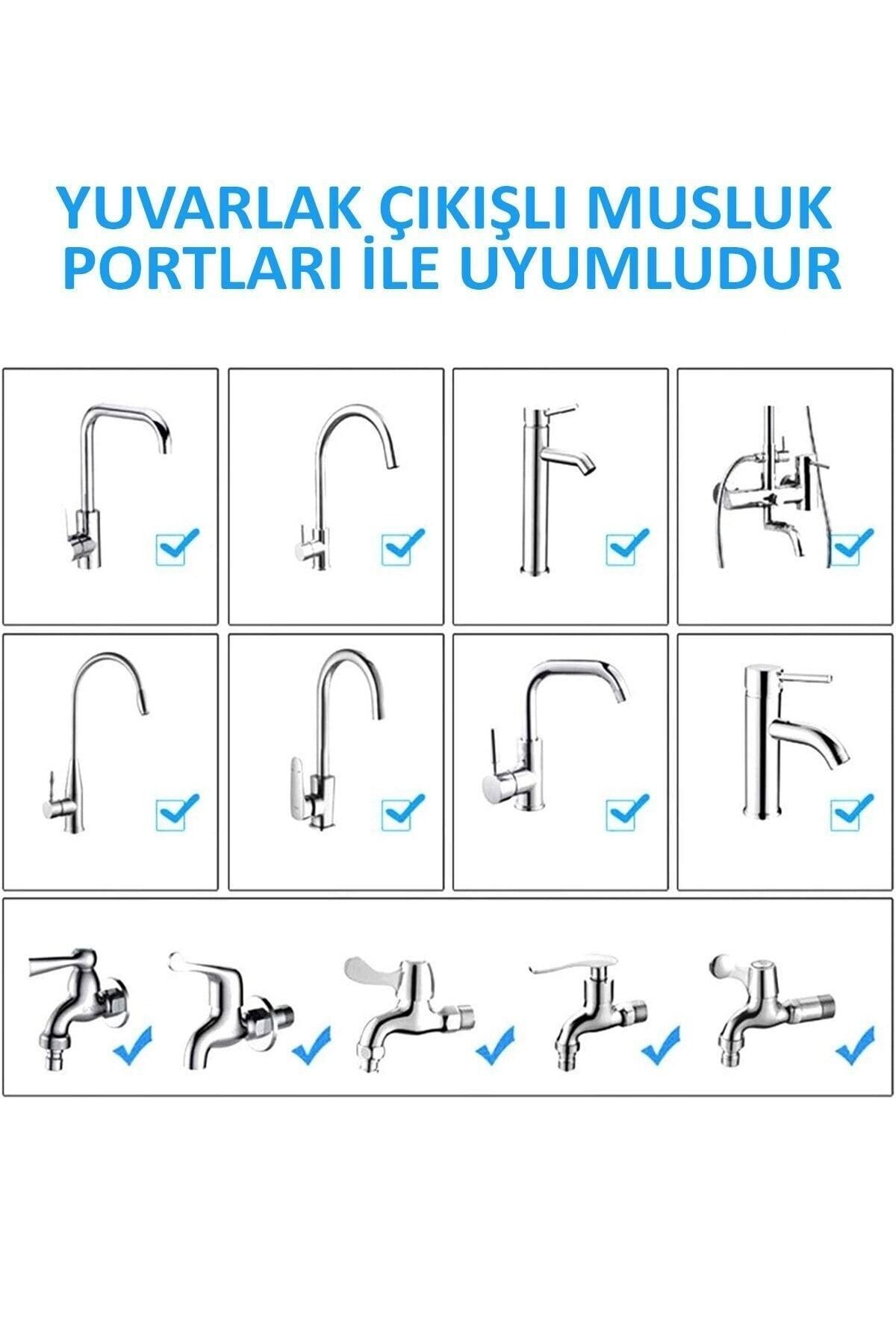 Krom 3 Fonksiyonlu Su Tasarruflu Musluk Başlığı